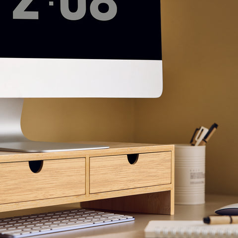SoBuy FRG198-N Monitorstandaard Computerstandaard Bureau-organizer met 2 Laden