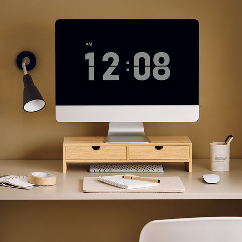 SoBuy FRG198-N Monitorstandaard Computerstandaard Bureau-organizer met 2 Laden