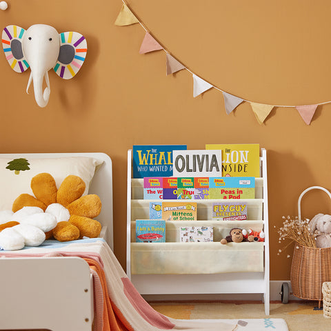 SoBuy FRG225-W Wit Boekenplank voor kinderen Kinderboekenrek Hangrek Bboekenrek krantenrek