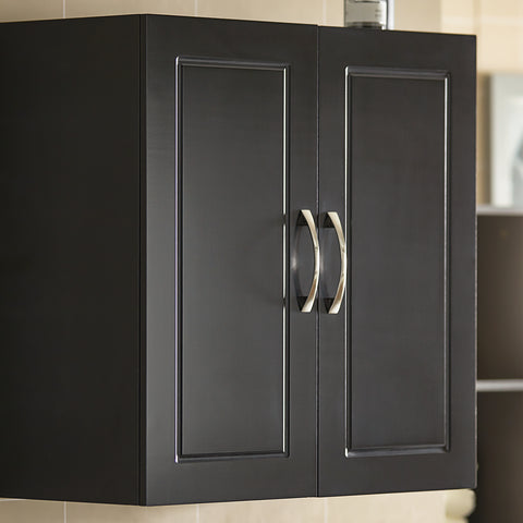 SoBuy FRG231-SCH Wandkast, hangkast met 2 deuren, hangkast voor badkamer, met verstelbare plank, grijs