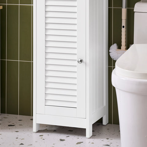 SoBuy FRG236-WN Badkamer-hoge kast badkamerrek badkamermeubel met 1 open vak, 1 lade en deuren wit natuur