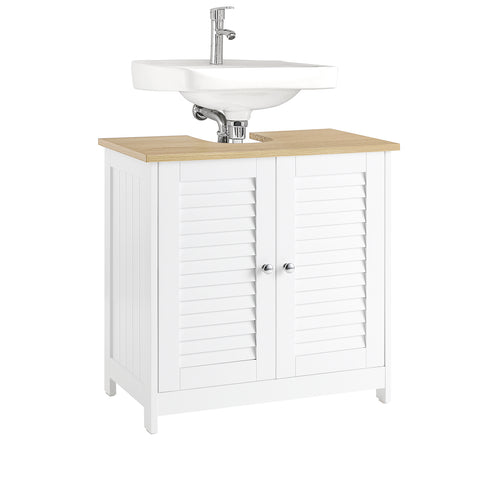 SoBuy FRG237-WN Wastafelonderkast badkamermeubel onderkast in wit natuur BHT ca. 60x59x35cm