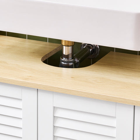 SoBuy FRG237-WN Wastafelonderkast badkamermeubel onderkast in wit natuur BHT ca. 60x59x35cm