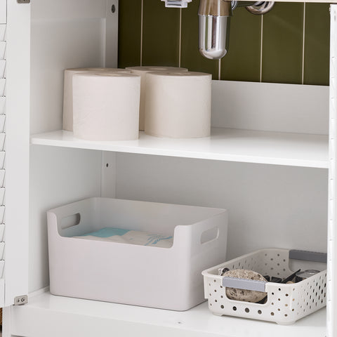 SoBuy FRG237-WN Wastafelonderkast badkamermeubel onderkast in wit natuur BHT ca. 60x59x35cm