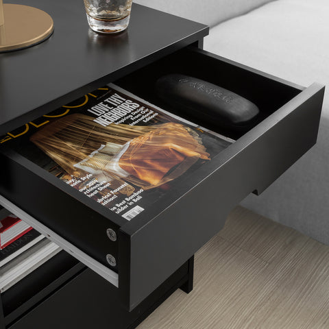 SoBuy FRG258-Sch Bijzettafel Nachtkastje met 2 laden en 2 planken Zwart