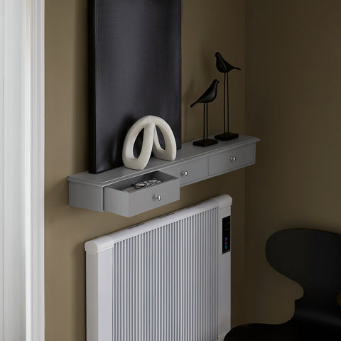 SoBuy FRG43-L-HG console, grijs, rek met lade, wandrek, 93,5 x 15 x 10 cm (l x b x h)