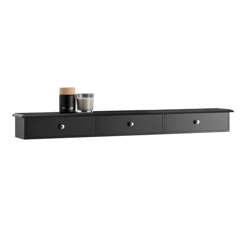 SoBuy FRG43-L-SCH wandkast, badkamerkast, hangrek, wandgarderobe met 2 laden, hangkast, zwart, 93 x 10 x 15 cm