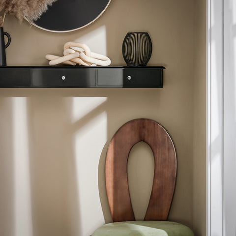 SoBuy FRG43-L-SCH wandkast, badkamerkast, hangrek, wandgarderobe met 2 laden, hangkast, zwart, 93 x 10 x 15 cm