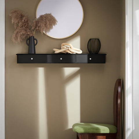 SoBuy FRG43-L-SCH wandkast, badkamerkast, hangrek, wandgarderobe met 2 laden, hangkast, zwart, 93 x 10 x 15 cm