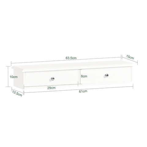 SoBuy FRG43-W Wandplank Wandrek Met 2 lades Wit