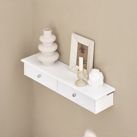 SoBuy FRG43-W Wandplank Wandrek Met 2 lades Wit