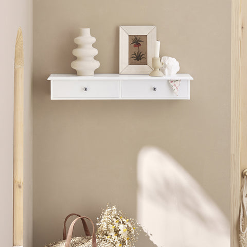 SoBuy FRG43-W Wandplank Wandrek Met 2 lades Wit