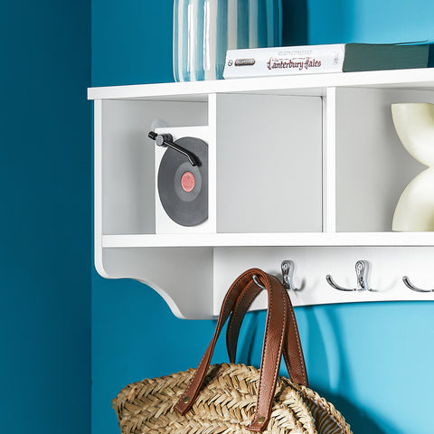 SoBuy FRG48-L-W Wandgarderobe wandhaken hangrek badkamerkast met 5 haken