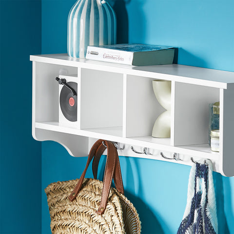 SoBuy FRG48-L-W Wandgarderobe wandhaken hangrek badkamerkast met 5 haken