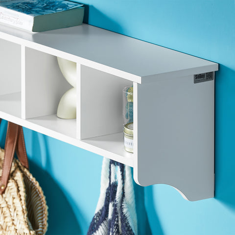 SoBuy FRG48-L-W Wandgarderobe wandhaken hangrek badkamerkast met 5 haken