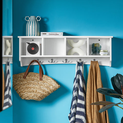 SoBuy FRG48-L-W Wandgarderobe wandhaken hangrek badkamerkast met 5 haken