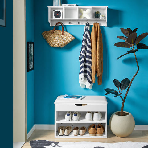 SoBuy FRG48-L-W Wandgarderobe wandhaken hangrek badkamerkast met 5 haken
