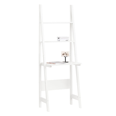 SoBuy FRG60-W Moderne Boekenkasten met Bureau - Tafel Bureau Bibliotheek Ladderplank