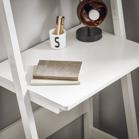 SoBuy FRG60-W Moderne Boekenkasten met Bureau - Tafel Bureau Bibliotheek Ladderplank