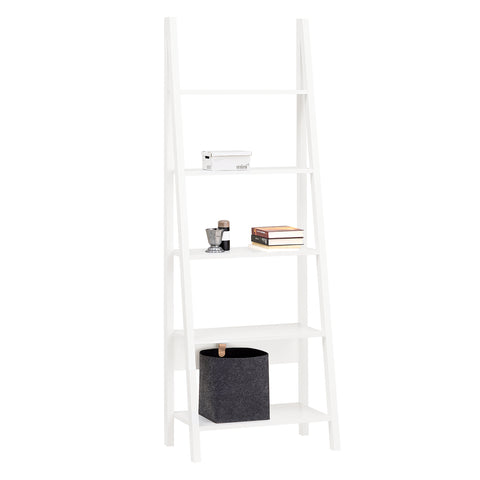 SoBuy FRG61-W Moderne Boekenkastset Ladderplank Wandplank Badkamer Plank - 5 planken - Wit