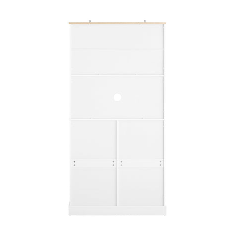 SoBuy FSB101-W Keukendressoir, opbergkast, keukenkast, meerdere vakken, dressoir voor eetkamer met 3 deuren, 2 laden