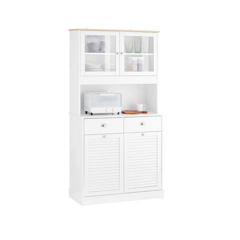SoBuy FSB101-W Keukendressoir, opbergkast, keukenkast, meerdere vakken, dressoir voor eetkamer met 3 deuren, 2 laden