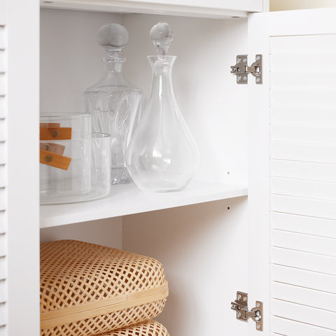 SoBuy FSB101-W Keukendressoir, opbergkast, keukenkast, meerdere vakken, dressoir voor eetkamer met 3 deuren, 2 laden