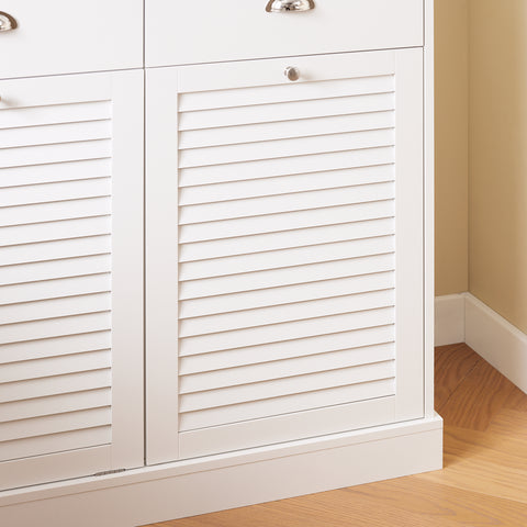 SoBuy FSB101-W Keukendressoir, opbergkast, keukenkast, meerdere vakken, dressoir voor eetkamer met 3 deuren, 2 laden