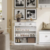 SoBuy FSB104-W Schoenenkast met Lades – Scandinavisch Opbergmeubel voor Hal, Woonkamer of Keuken – MDF (E1), Wit – 80×35×82 cm