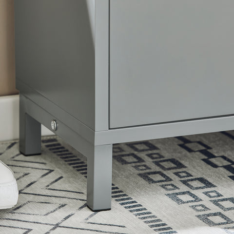 SoBuy FSR151-K-HG Schoenenbank, schoenenkast, halmeubel, kist met 1 klep en 1 kussen, grijs, 60 x 24 x 52 cm (l x d x h)