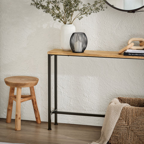 SoBuy FSB19-E Consoletafel, bijzettafel, bankpunt, haltafel voor woonkamer, slaapkamer, frame en 4 ijzeren poten
