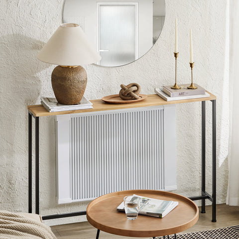 SoBuy FSB19-L-E Consoletafel, bijzettafel, bankpunt, haltafel, frame en 4 poten van ijzer, L 120 cm x D 20 cm x H 80 cm