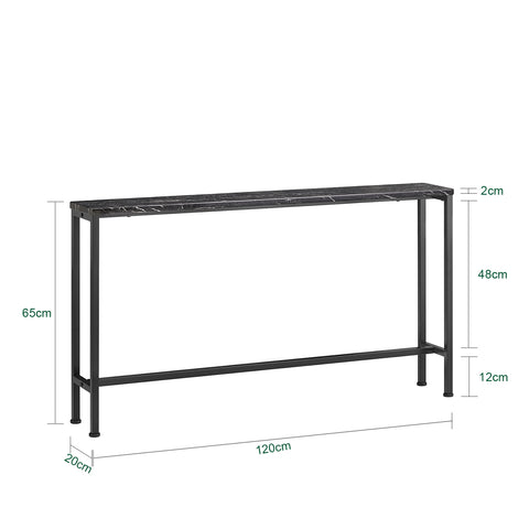 SoBuy FSB19-SCH Consoletafel, bijzettafel, bankpunt, haltafel voor woonkamer, slaapkamer, frame en 4 ijzeren poten