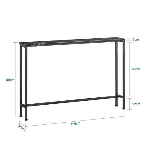 SoBuy FSB19-XL-SCH Consoletafel, bijzettafel, bankpunt, haltafel, frame en 4 poten van ijzer, 120 x 20 x 80 cm, zwart