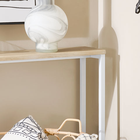 SoBuy FSB19-Z Vintage console tafel metalen hal tafel decoratieve tafel dressoir bijzettafel naturel/wit BHT ca: 120x65x20cm
