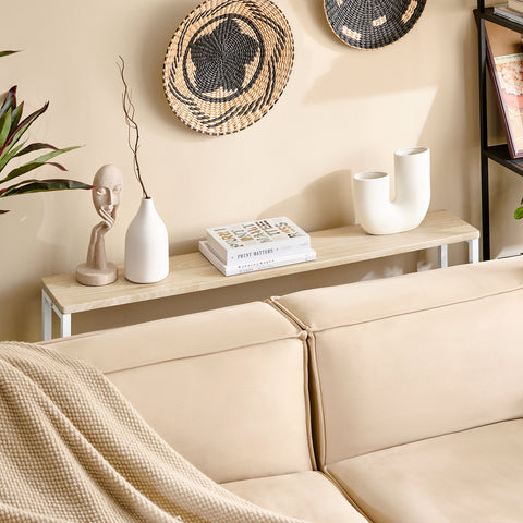 SoBuy FSB19-Z Vintage console tafel metalen hal tafel decoratieve tafel dressoir bijzettafel naturel/wit BHT ca: 120x65x20cm