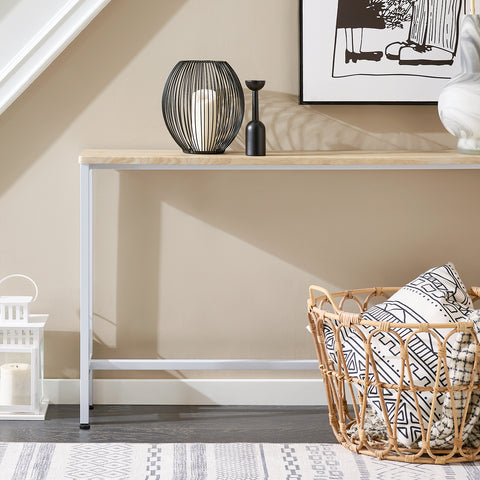 SoBuy FSB19-Z Vintage console tafel metalen hal tafel decoratieve tafel dressoir bijzettafel naturel/wit BHT ca: 120x65x20cm