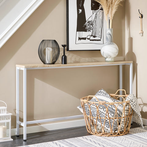 SoBuy FSB19-Z Vintage console tafel metalen hal tafel decoratieve tafel dressoir bijzettafel naturel/wit BHT ca: 120x65x20cm