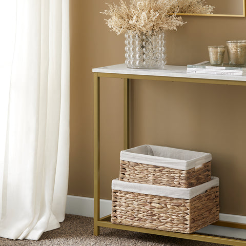 SoBuy FSB29-G Consoletafel met Gouden Metalen Frame Hal Tafel Decoratieve Tafel