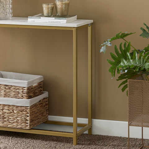 SoBuy FSB29-G Consoletafel met Gouden Metalen Frame Hal Tafel Decoratieve Tafel