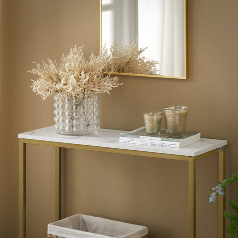 SoBuy FSB29-G Consoletafel met Gouden Metalen Frame Hal Tafel Decoratieve Tafel