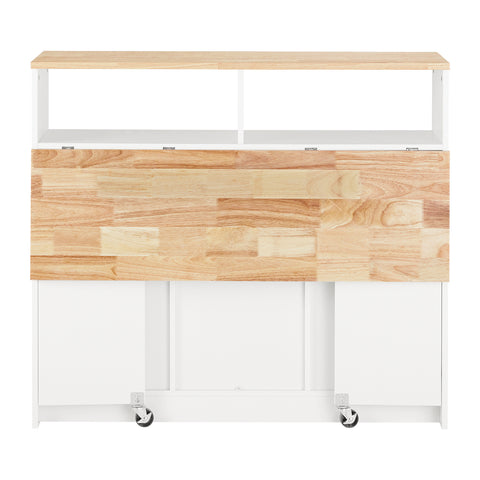 SoBuy FSB36-WN dressoir met schuifdeuren keukeneiland met uitbreidbaar werkblad keukenkast highboard commode kast wit