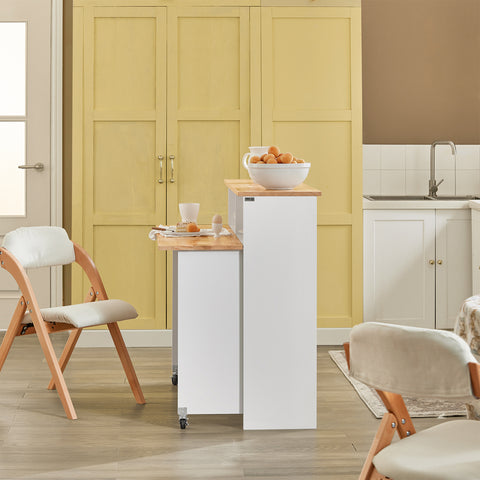 SoBuy FSB36-WN dressoir met schuifdeuren keukeneiland met uitbreidbaar werkblad keukenkast highboard commode kast wit
