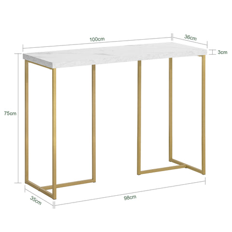 SoBuy FSB58-G Consoletafel Bijzettafel Bijzettafel Marmereffect Haltafel Hoogwaardig ijzeren frame