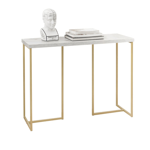 SoBuy FSB58-G Consoletafel Bijzettafel Bijzettafel Marmereffect Haltafel Hoogwaardig ijzeren frame