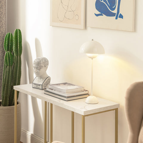 SoBuy FSB58-G Consoletafel Bijzettafel Bijzettafel Marmereffect Haltafel Hoogwaardig ijzeren frame