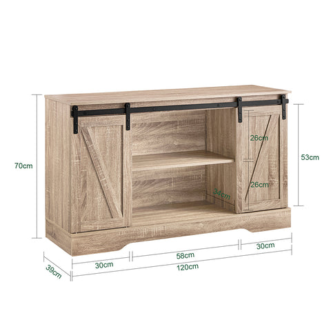 SoBuy FSB60-E Meuble Bas Placard de Rangement Commode avec Porte de Grange Coulissante Armoire à Chaussures Commode à Chaussures
