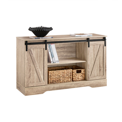 SoBuy FSB60-E Meuble Bas Placard de Rangement Commode avec Porte de Grange Coulissante Armoire à Chaussures Commode à Chaussures