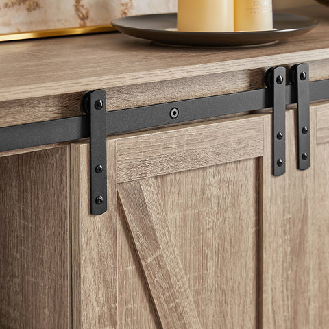 SoBuy FSB60-E Meuble Bas Placard de Rangement Commode avec Porte de Grange Coulissante Armoire à Chaussures Commode à Chaussures
