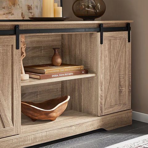 SoBuy FSB60-E Meuble Bas Placard de Rangement Commode avec Porte de Grange Coulissante Armoire à Chaussures Commode à Chaussures